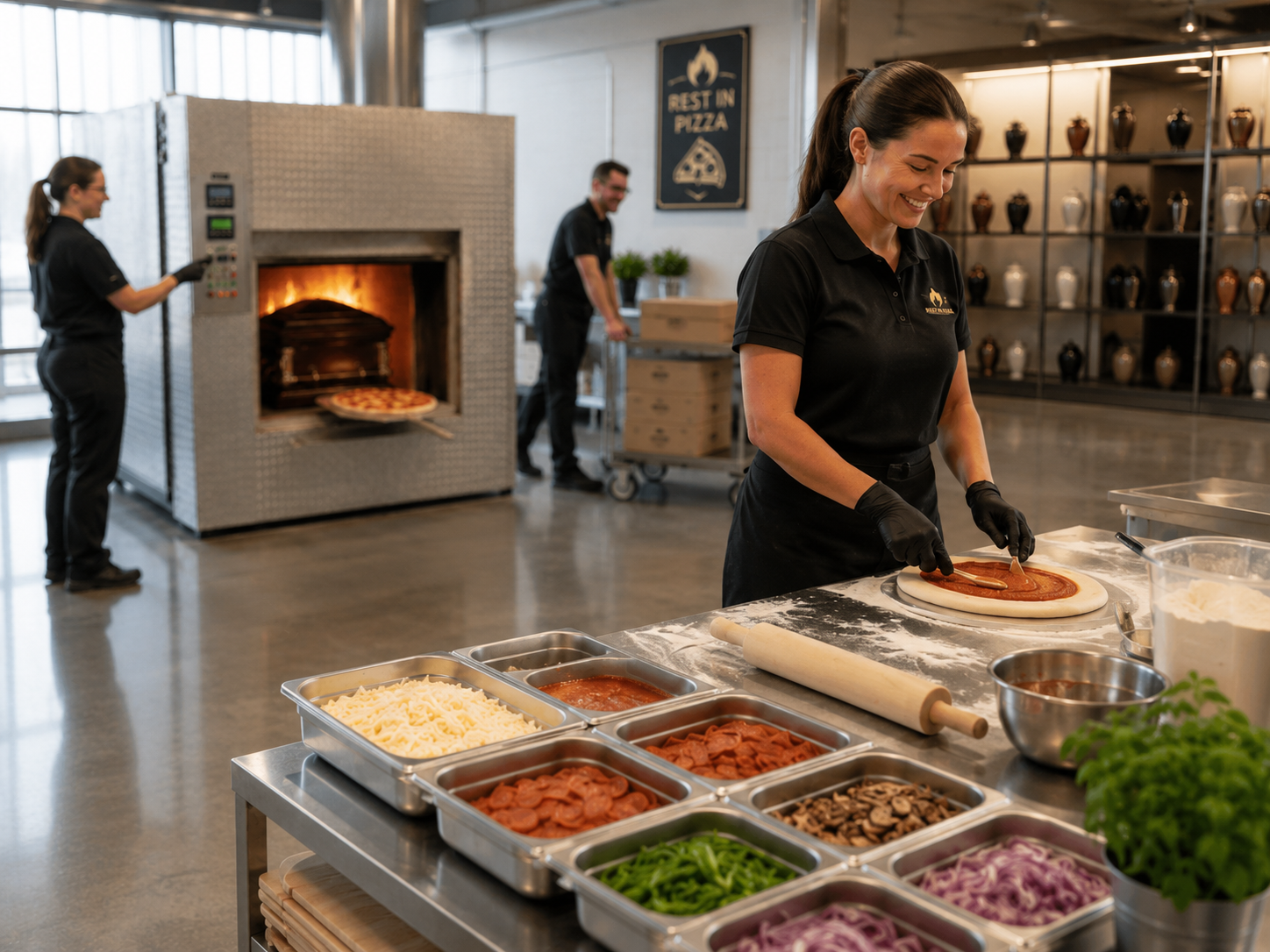 Dough To Dust pizza preparation area